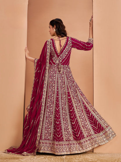 Anaita Dark Pink Georgette Embroidered Salwar Suit