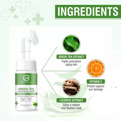 Nuerma Science Green Tea Foaming Face Wash | Hydrate, Soothe & Revitalize Skin