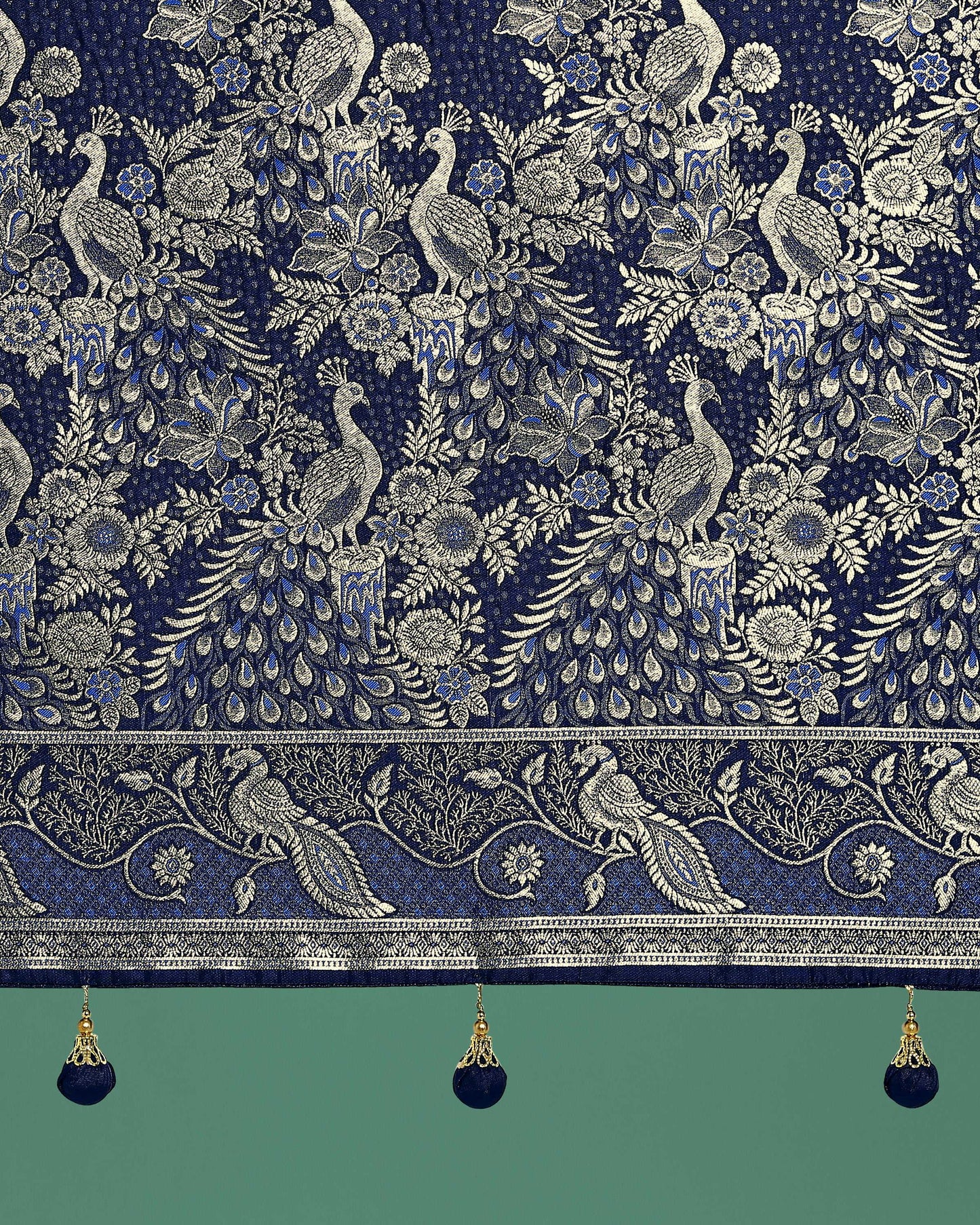 Monjolika Fashion Traditional Blue Woven Banarasi Satin Silk Saree