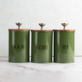 Nestroots Cache Kitchen Canister Jars Olive Set of 3