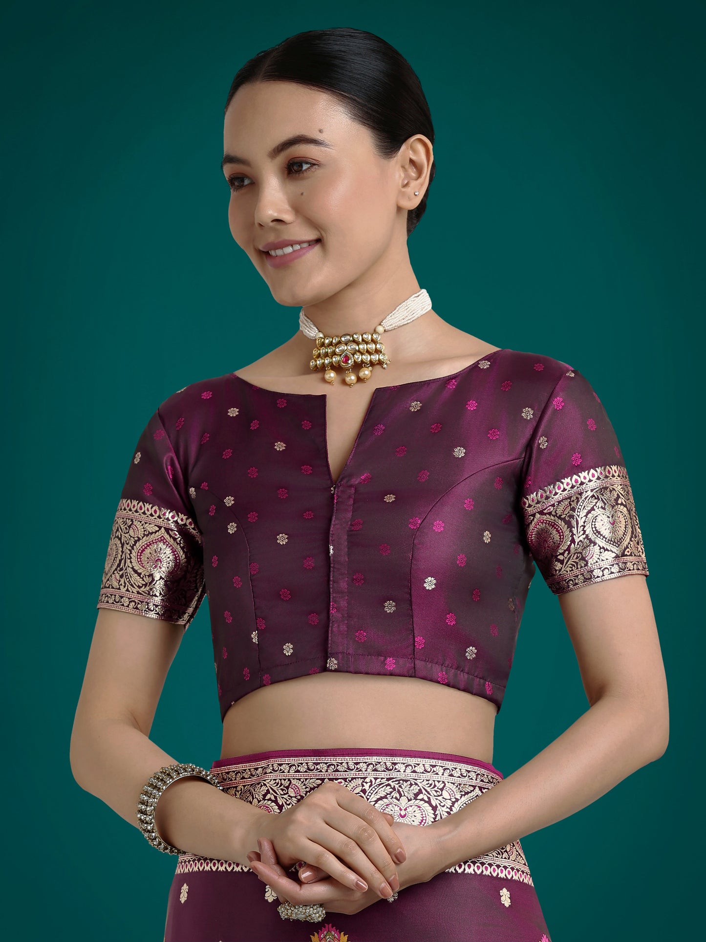 Monjolika Fashion Wine Charming Soft Banarasi Zari Woven Designer Satin Silk Saree With Lovely Blouse Piece