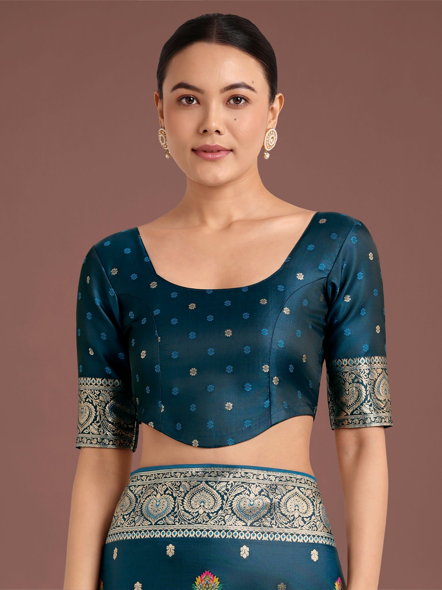 Monjolika Fashion Teal Charming Soft Banarasi Zari Woven Designer Satin Silk Saree With Lovely Blouse Piece