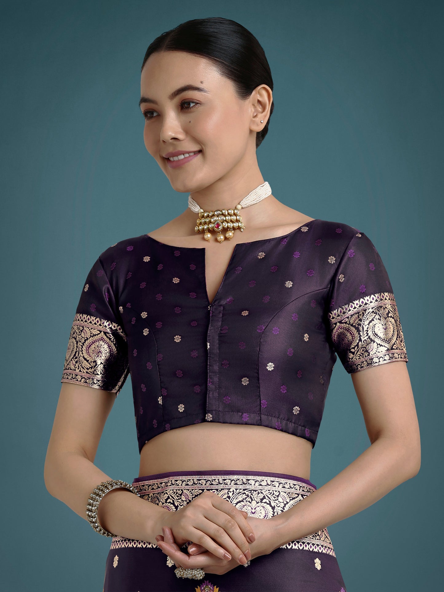 Monjolika Fashion Purple Charming Soft Banarasi Zari Woven Designer Satin Silk Saree With Lovely Blouse Piece
