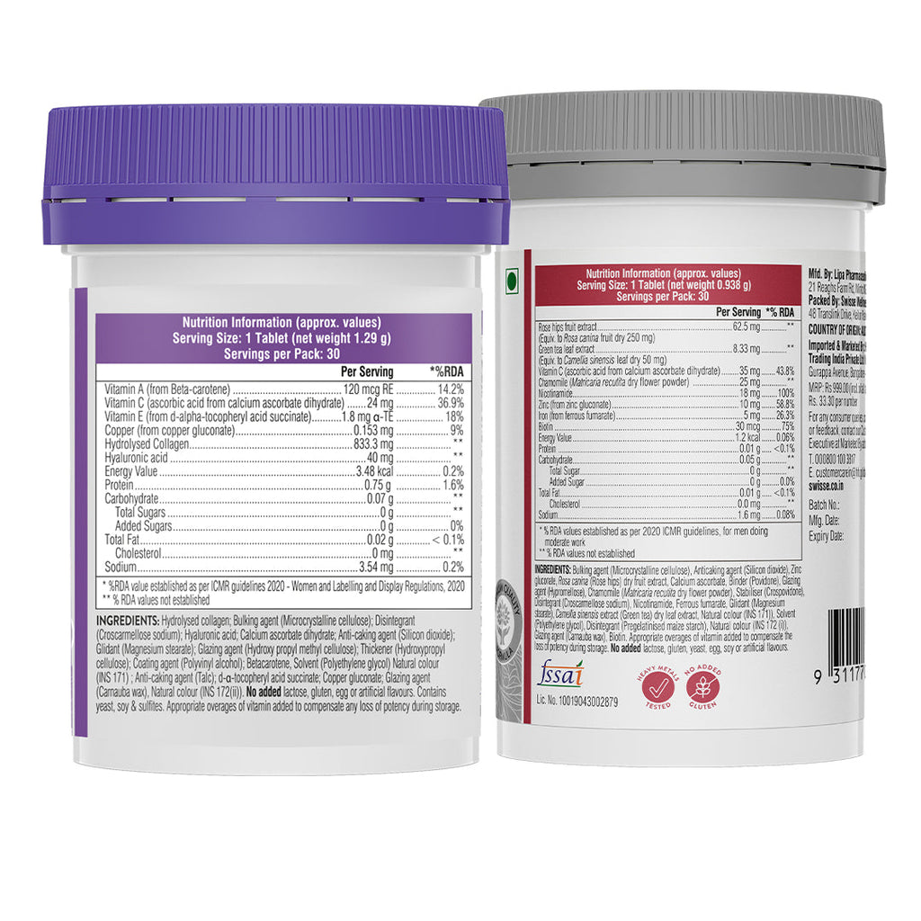 Swisse Collagen+ Hyaluronic Acid & Biotin+ Biotin Tablets Combo