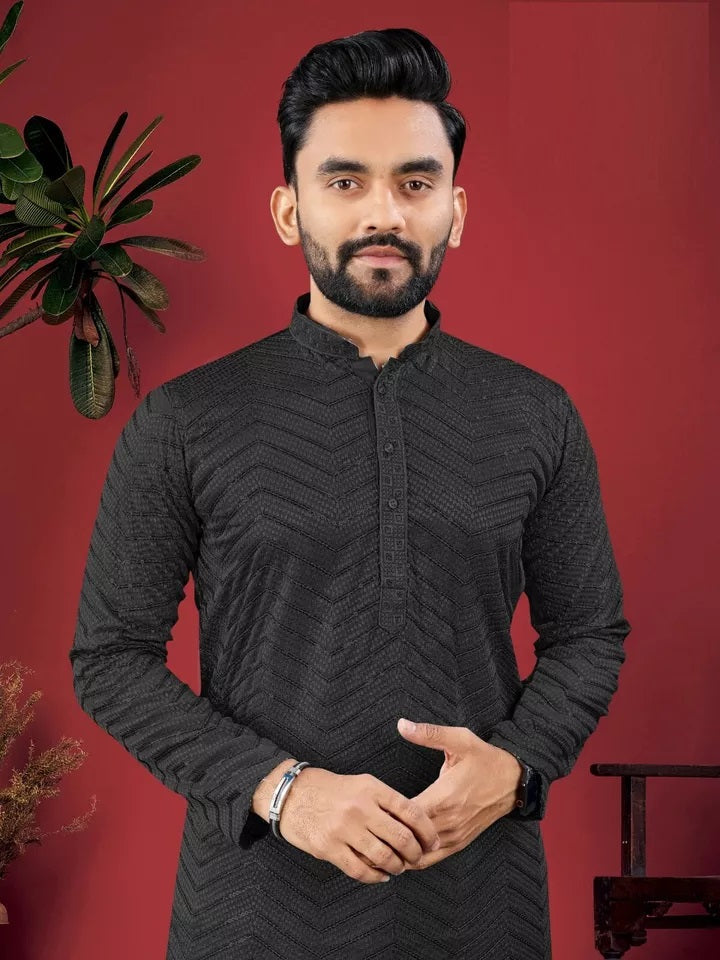 Men's Full Stitched Rayon Viscose Indian Bollywood Ethnic Kurta Pajama Set