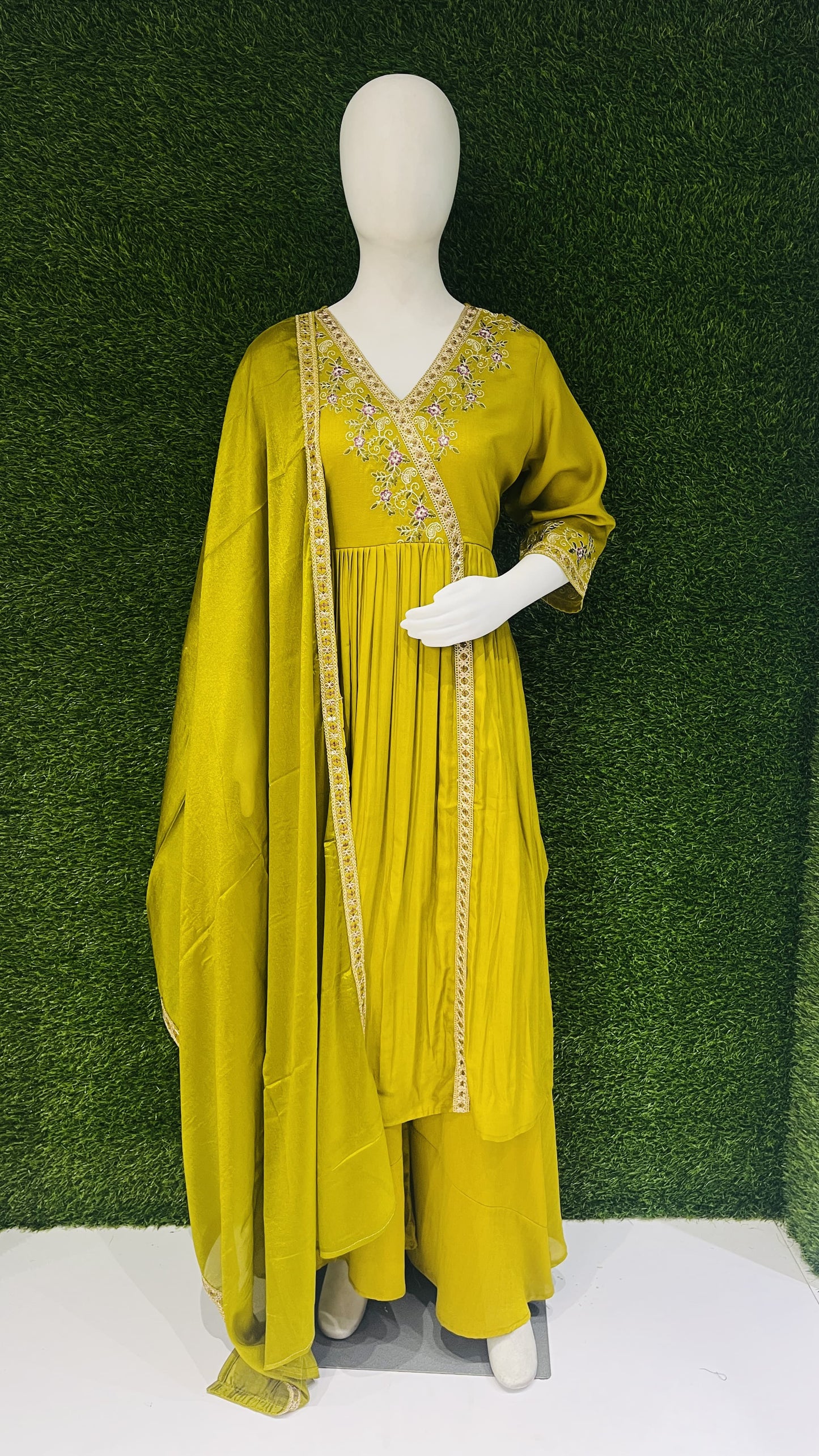 Anaita Yellow Anarkali Readymade Suit with Embroidery Work