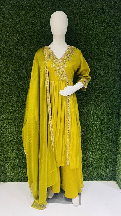 Anaita Yellow Anarkali Readymade Suit with Embroidery Work