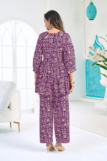 Anaita Purple Stylish Readymade Co-Ords Set