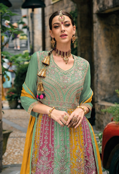 Anaita Green Real Georgette Sequin Embroidered Readymade Salwar Suit