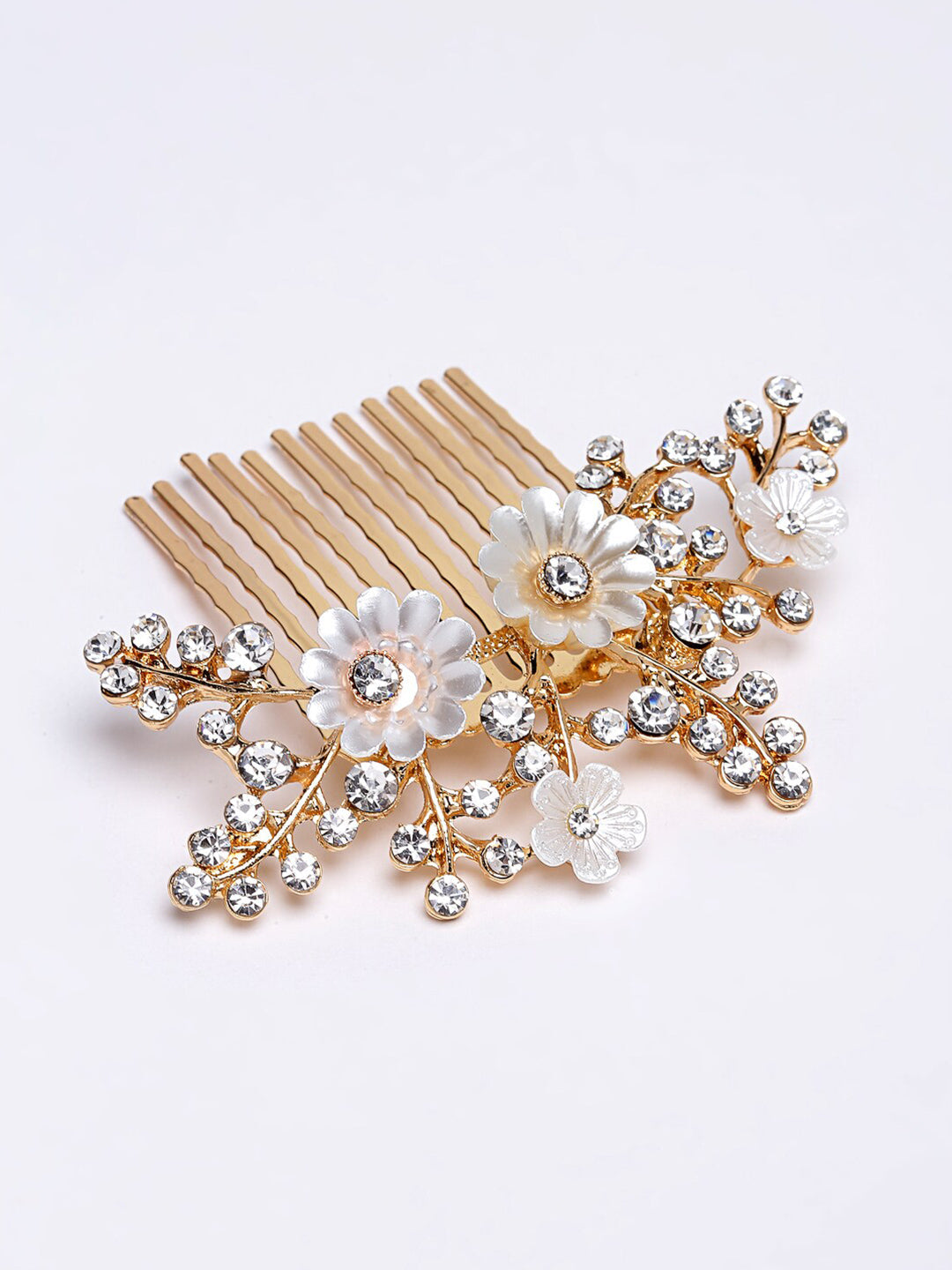Panash Women Gold-Toned & White Embellished Comb Pin