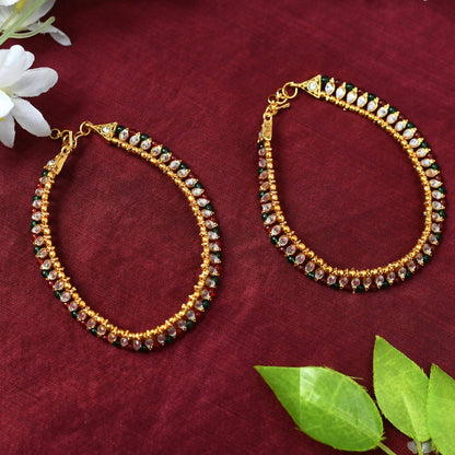 Mominos Fashion Kamal Johar Multi Kundan Anklets