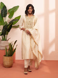 Likha Shaan-e-Avadh Beige Zardosi Work Kurta, Pant & Dupatta LIKSKD121 (Set of 3) - L