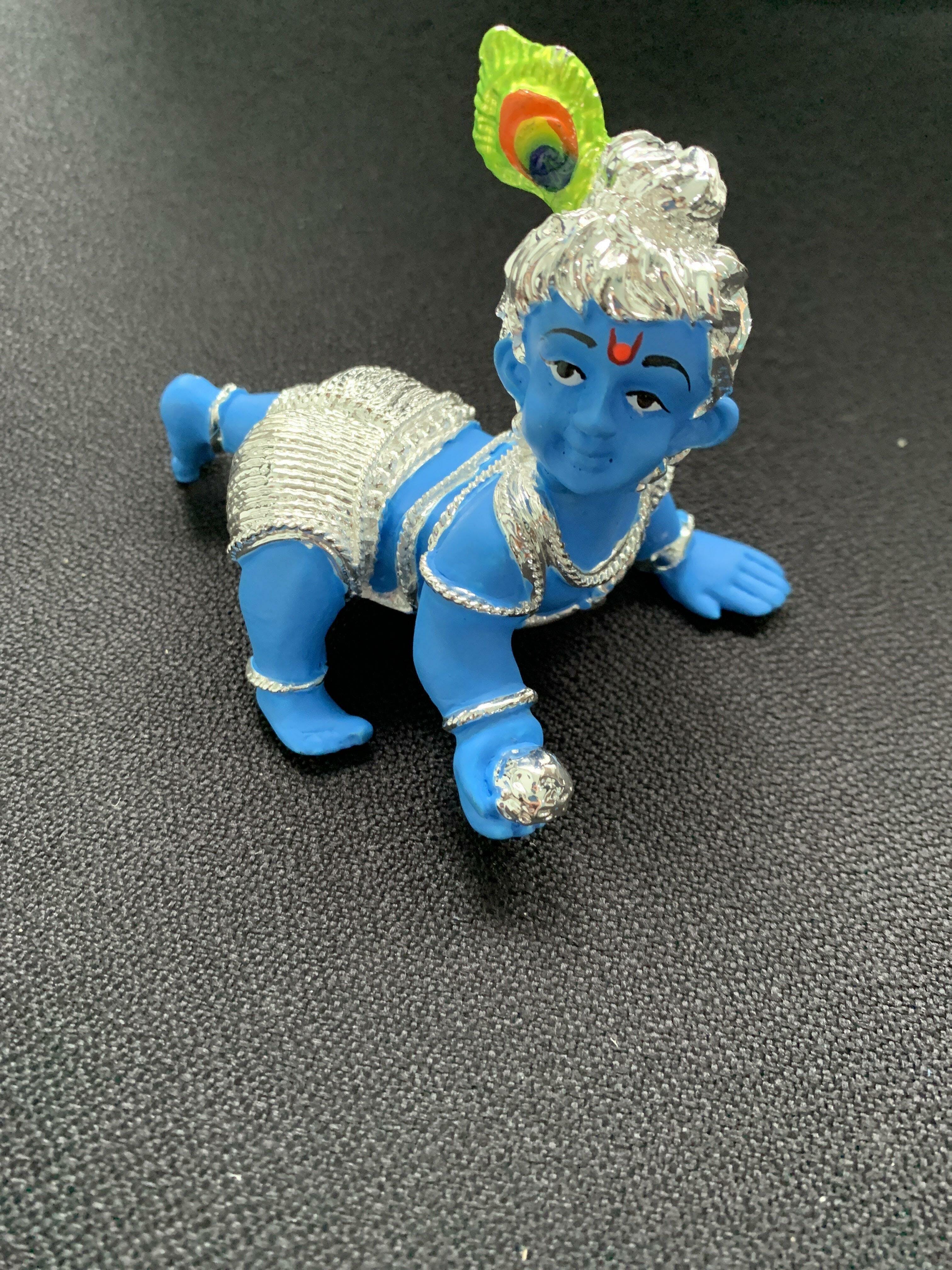 Svastika Silver Plated Crawling Cute Laddu Gopal Murti