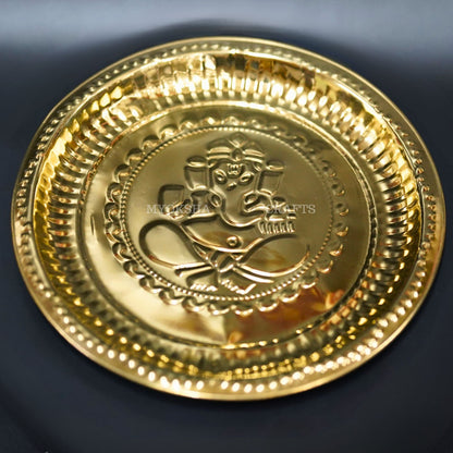 Brass Ganesh Plate Aarthi: Embrace Divine Blessings and Remover of Obstacles