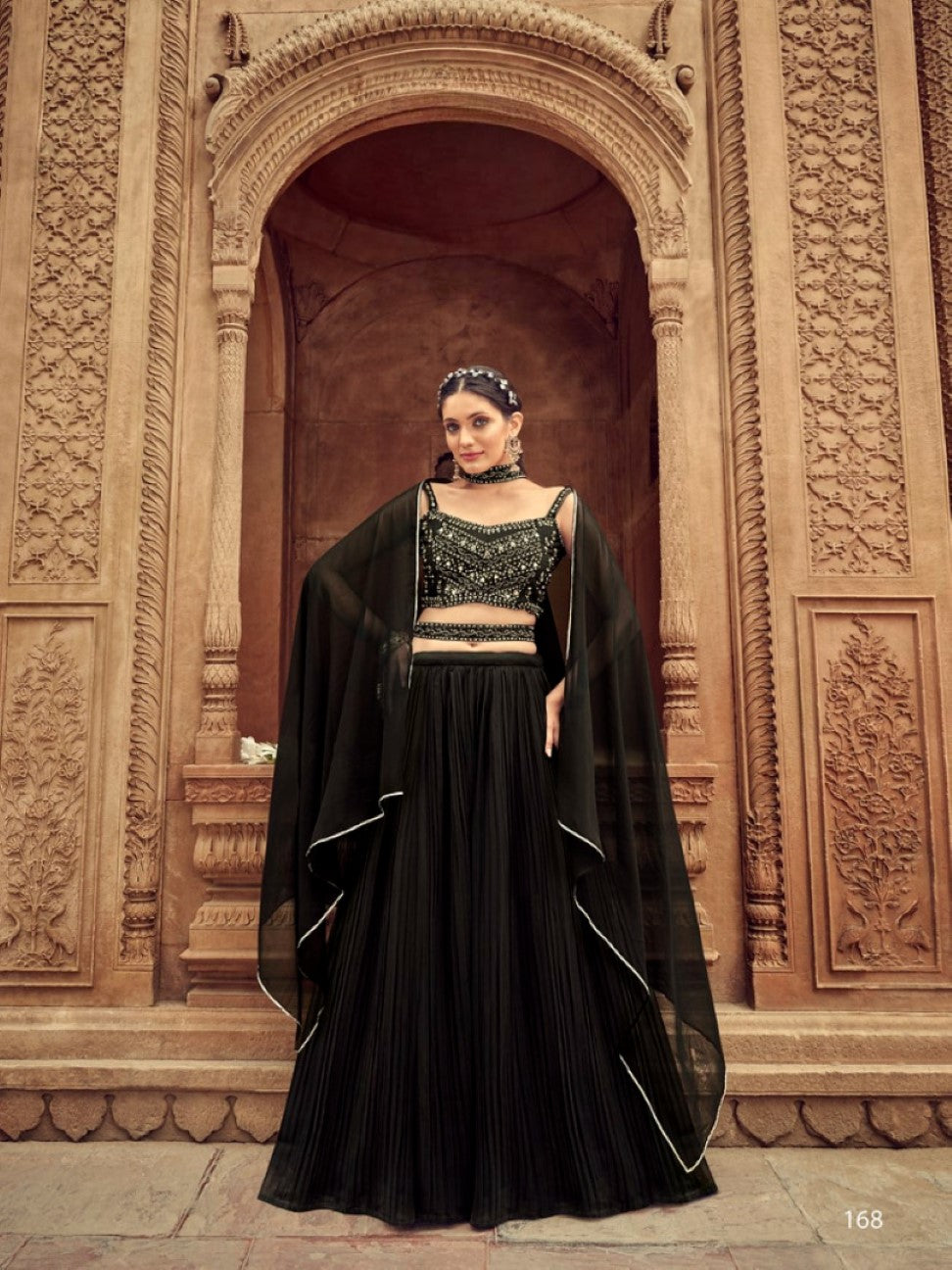 Anaita Black Georgette Lehenga Choli With Hand Work