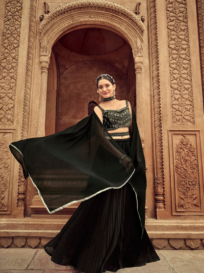 Anaita Black Georgette Lehenga Choli With Hand Work