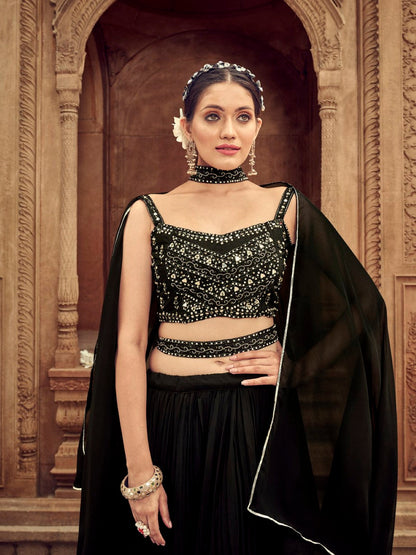 Anaita Black Georgette Lehenga Choli With Hand Work