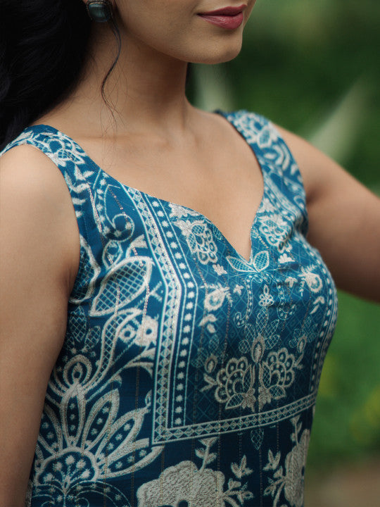 Anayna Floral Printed Sweetheart Neck Straight Kurta With Trousers