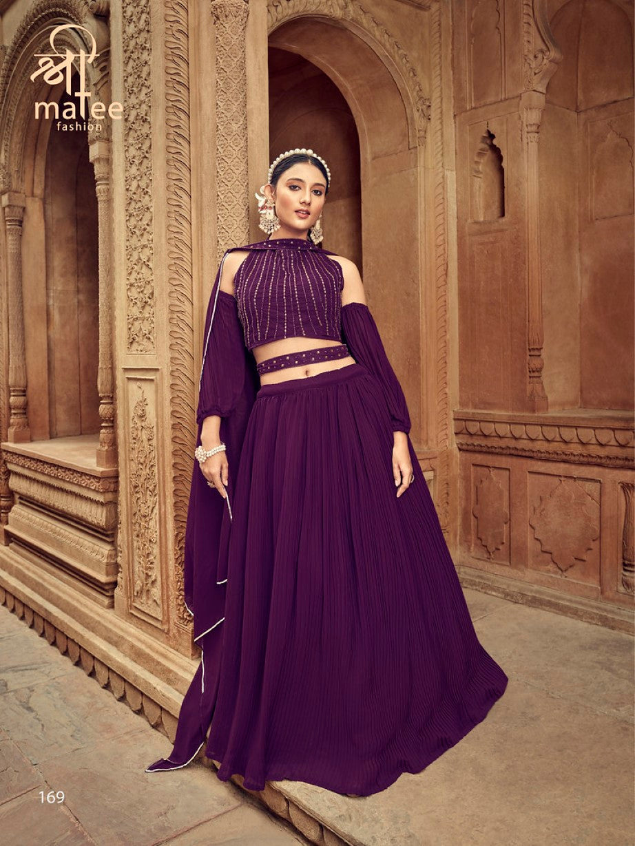 Anaita Purple Georgette Lehenga Choli With Hand Work