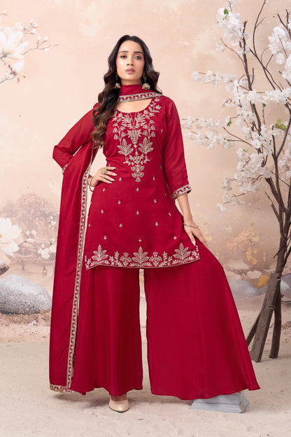 Anaita Pink Vichitra Silk Readymade Suit with Coding Work