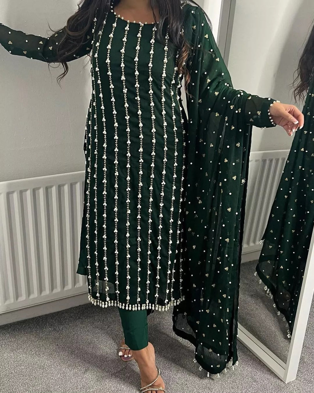 Full Stitched Faux Georgette Top Pant & Dupatta