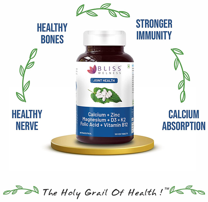 Bliss Welness Joint Health Calcium + Zinc Megnesium + D3 + K2 Veg Tablet