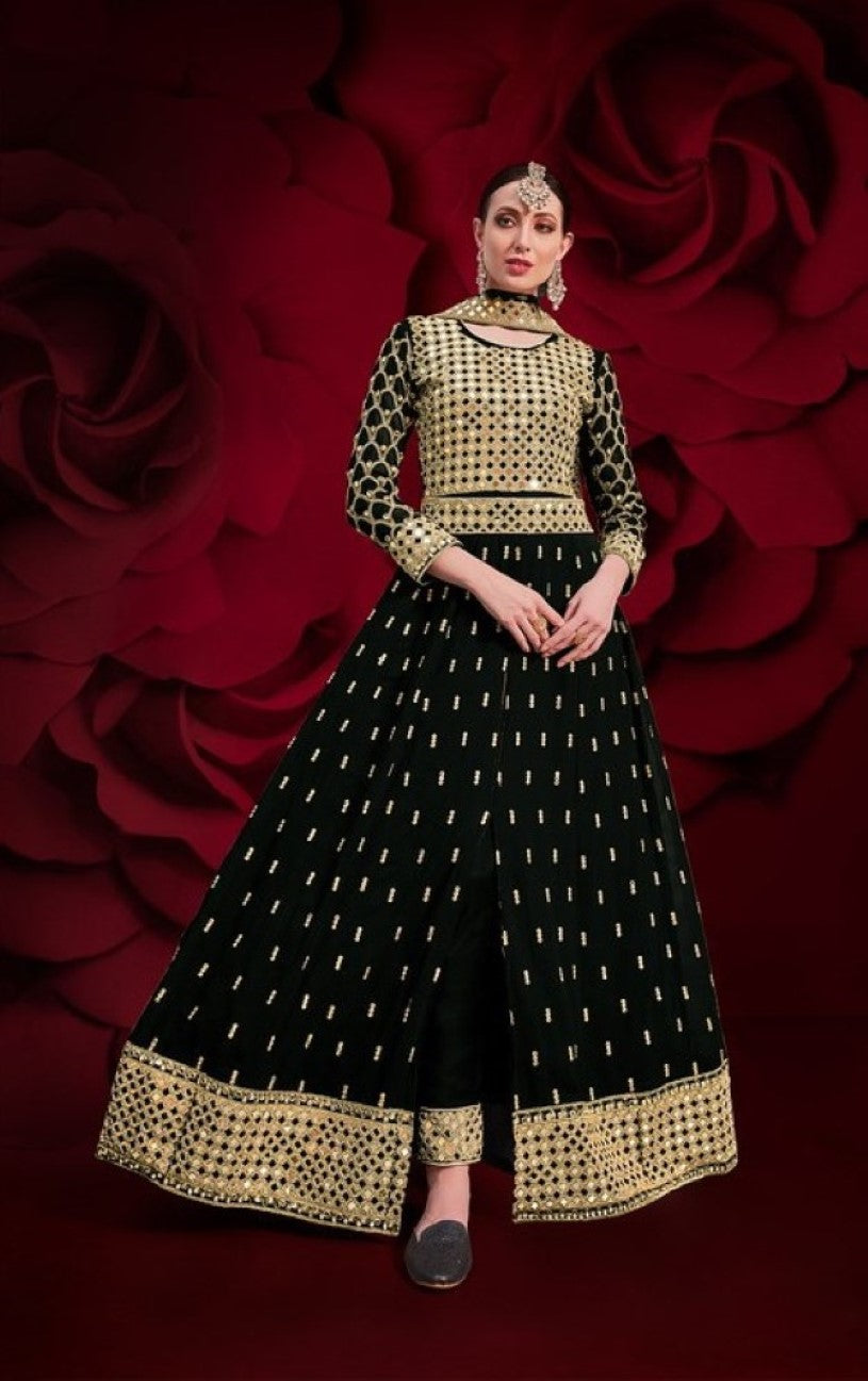 Anaita Black Silk Anarkali Suit With Embroidery & Stone Work