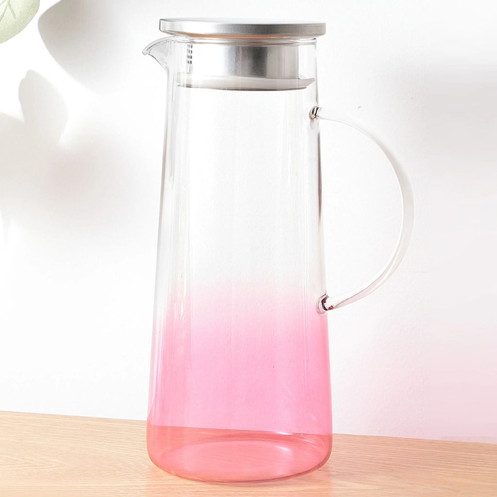 UMAI Premium Borosilicate Glass Jug 1400ml Pink SS Lid Leakproof LP063-PNK