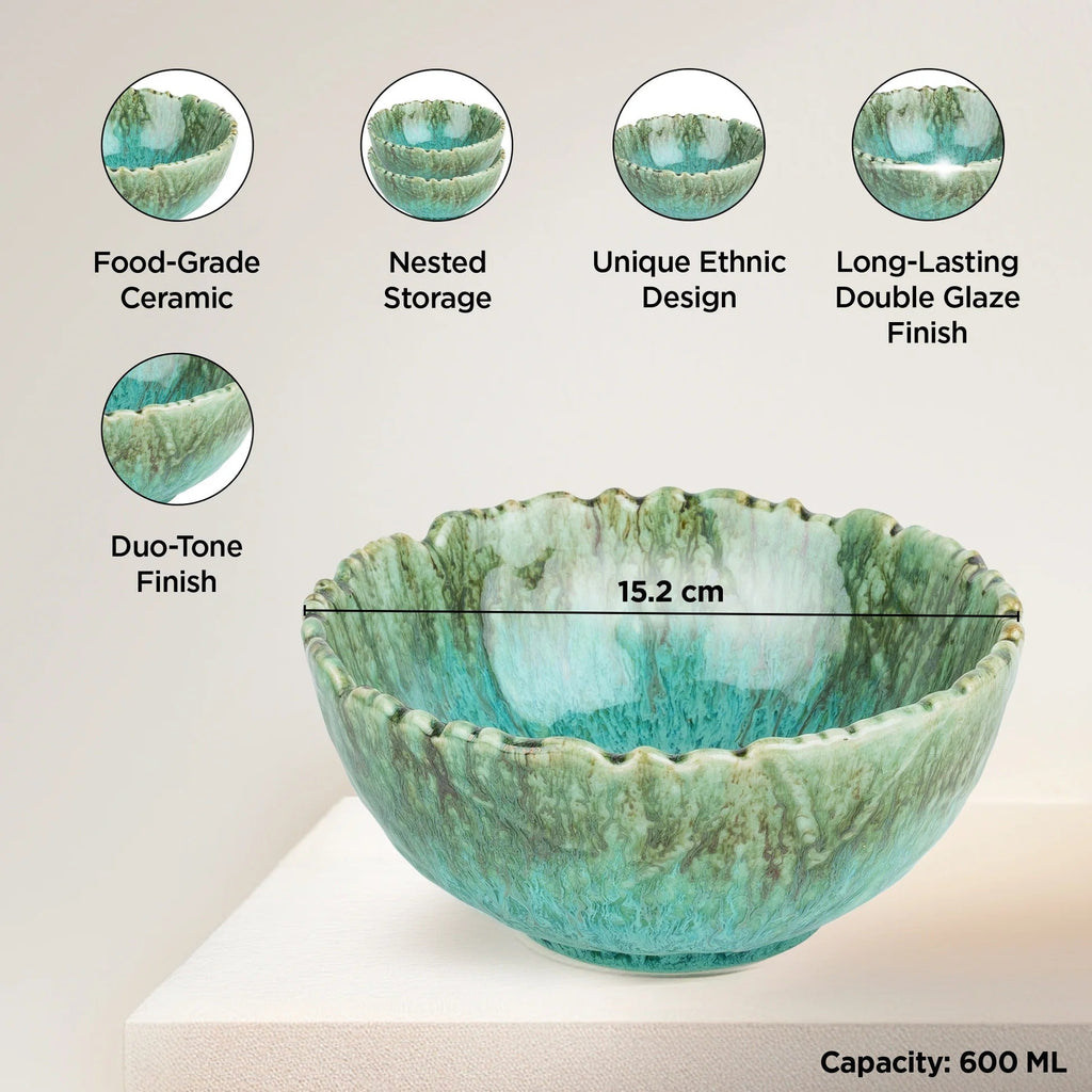 USHA SHRIRAM Ceramic Bowl Set Variant 3 Microwave Safe Chip Resistant Dinnerware