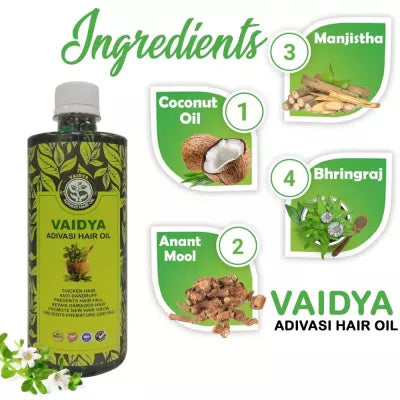 Divya Shri Vaidya Adivasi Hair Oil - 500 ml (Pack of 2)