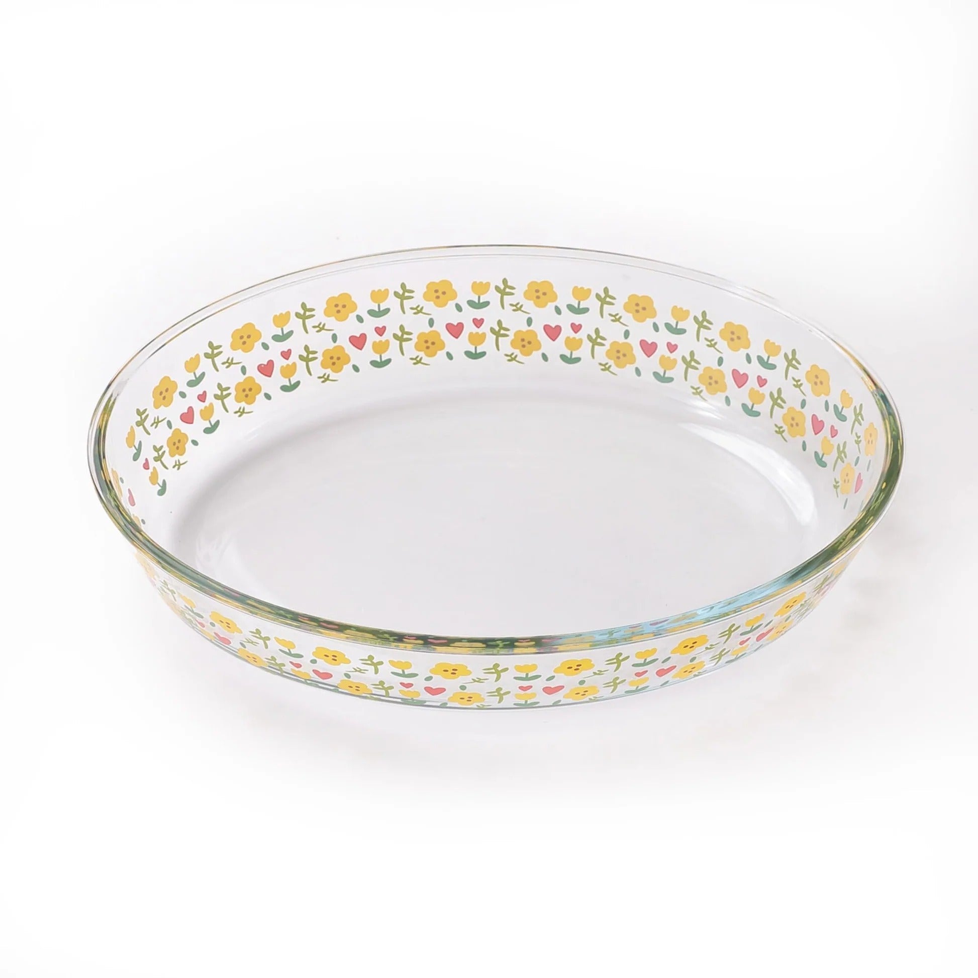 UMAI Borosilicate Printed Glass Baking Tray 2.4L Transparent Microwave Oven Safe Oval