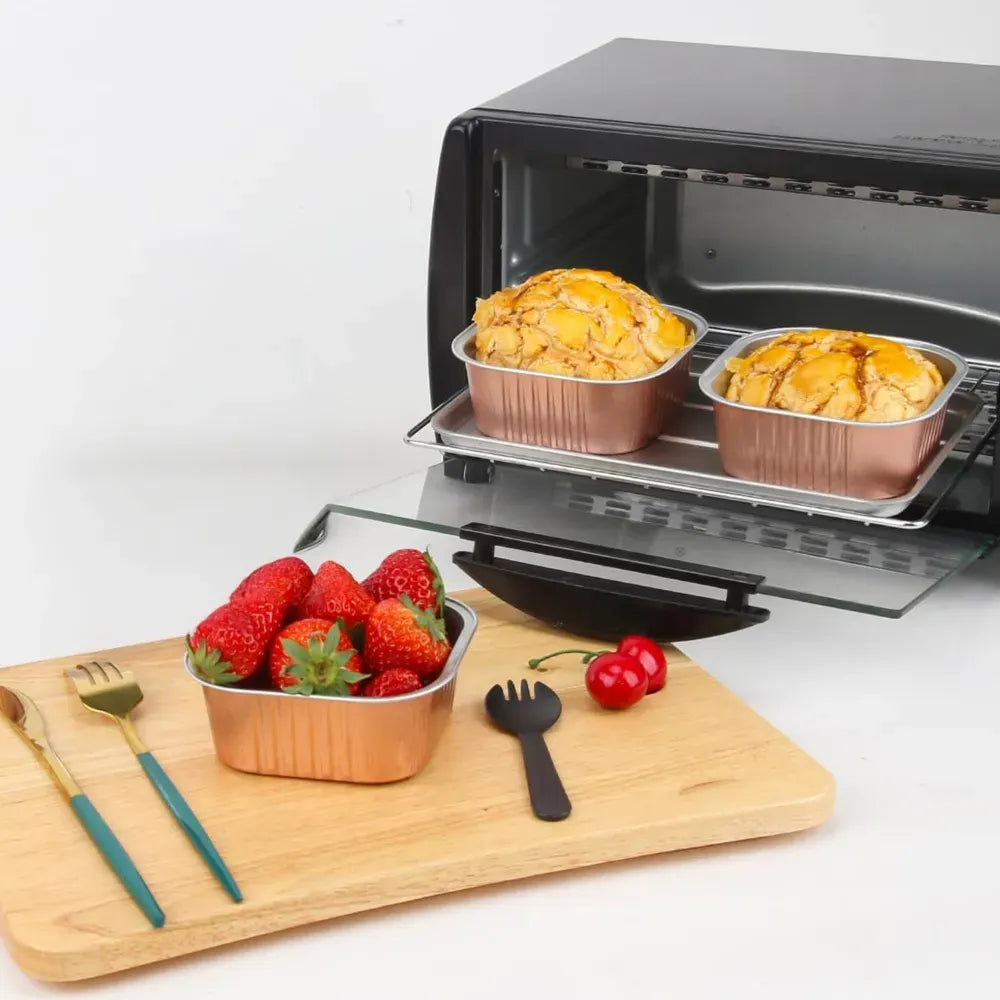 Hazel 110ml Round Aluminium Foil Container Oven Safe Disposable - Square