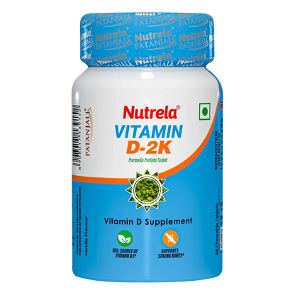 Patanjali Nutrela Vitamin D-2K Chewable Tablet - Vanilla Flavor