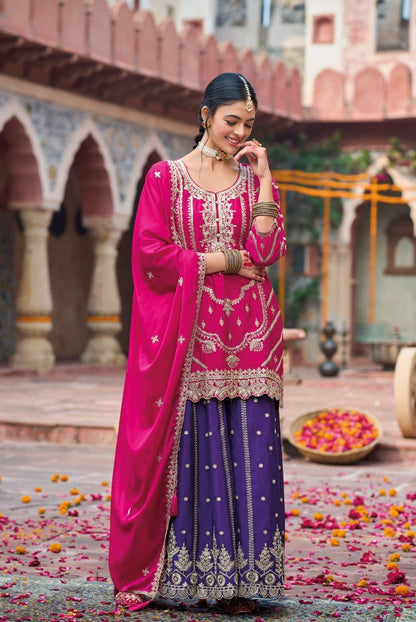 Anaita Rani Pink Premium Embroidered Chinon Readymade Salwar Suit
