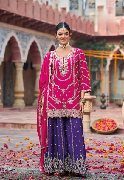 Anaita Rani Pink Premium Embroidered Chinon Readymade Salwar Suit