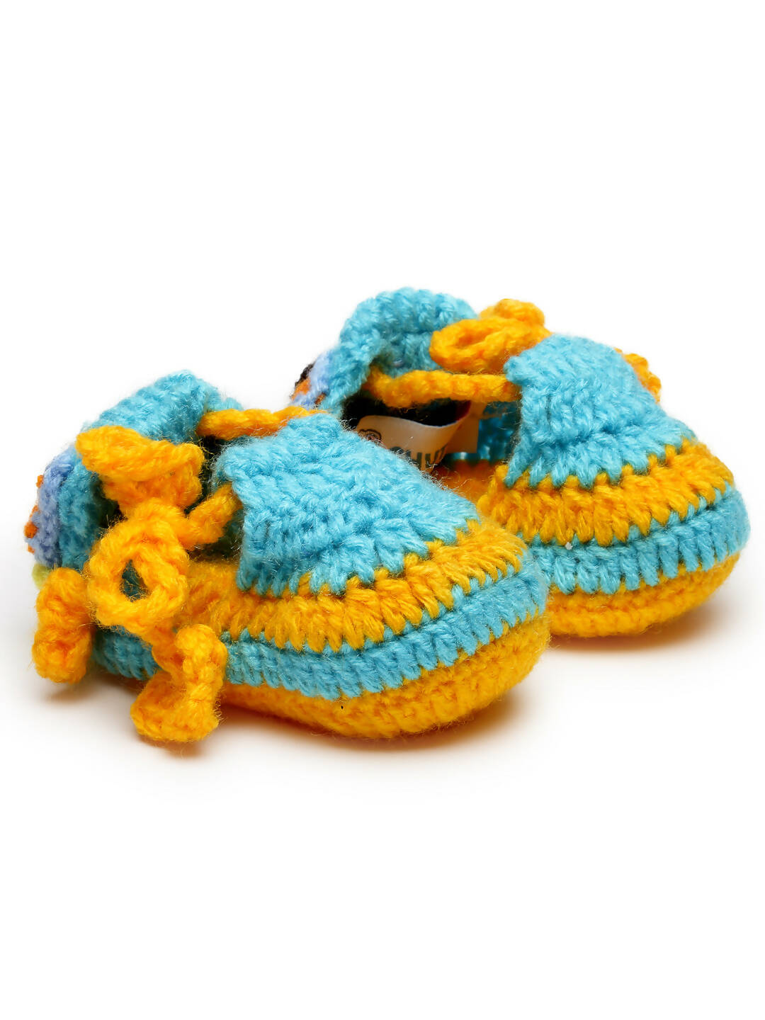 Chutput Kids Woollen Hand Knitted Self Desgin Detailed Booties - Yellow