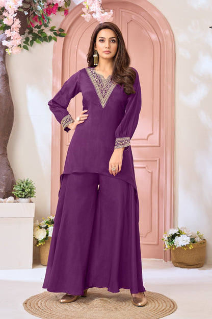 Anaita Purple Readymade Suit with Coding Work