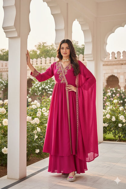 Anaita Pink Anarkali Readymade Suit with Embroidery Work