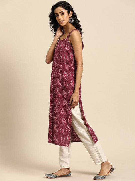 Anayna Women Printed Kantha Work Kurta