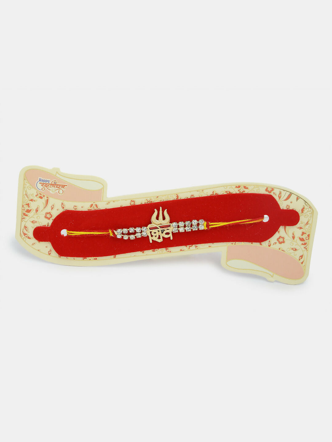 NVR Men Set of 4 Multicolor Stone-Studded Rakhi With Roli Chawal & Chocolate