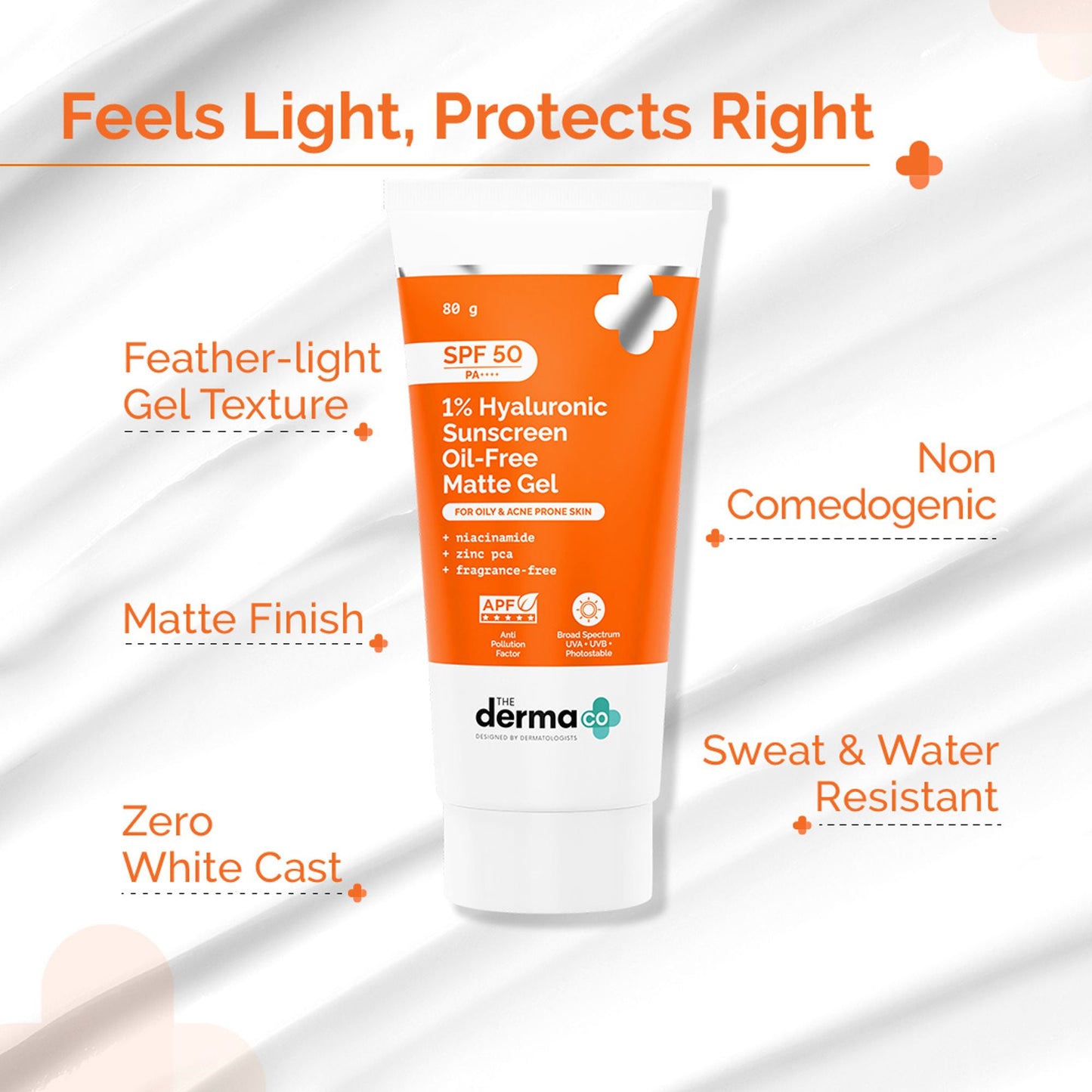 The Derma Co 1% Hyaluronic Sunscreen Oil-Free Gel With SPF 50 PA++++ For Oily In-Vivo tested