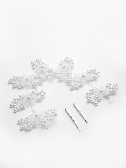 Panash Women Silver-Toned & White Embellished Tiara