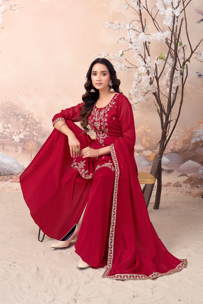 Anaita Pink Vichitra Silk Readymade Suit with Coding Work