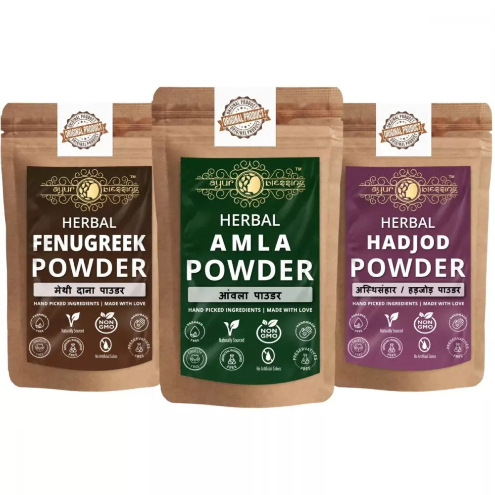 Ayur Blessing Herbal Amla & Fenugreek & Hadjod Powder Combo