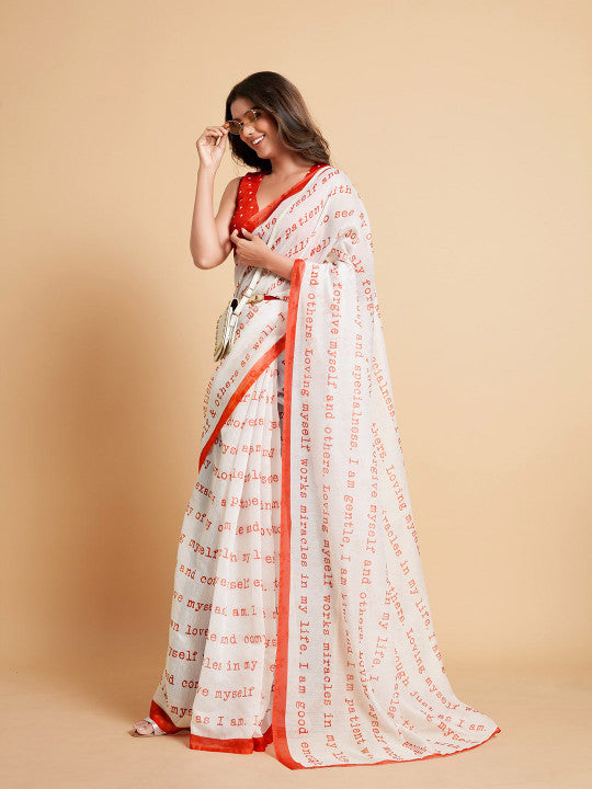 Sangria Women White Sarees