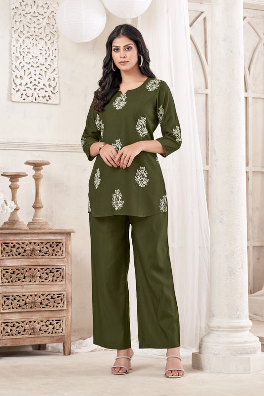 Anaita Butta Green Stylish Readymade Co-Ords Set