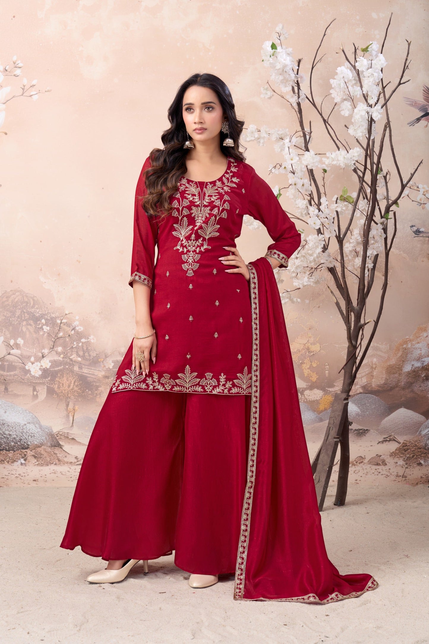 Anaita Pink Vichitra Silk Readymade Suit with Coding Work
