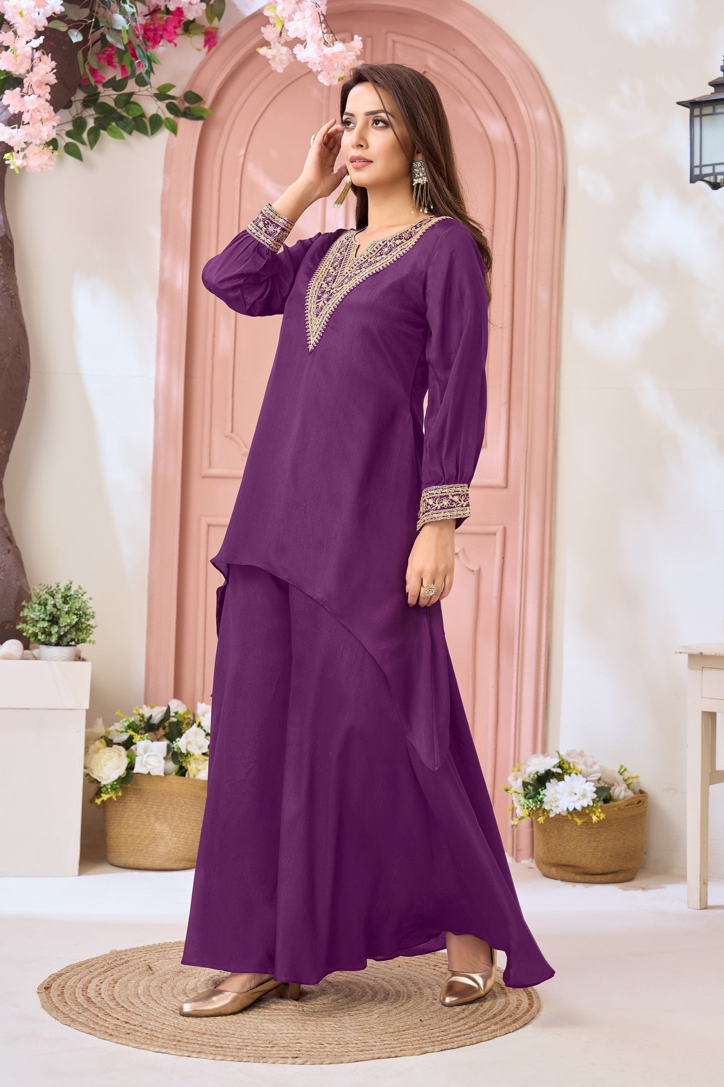 Anaita Purple Readymade Suit with Coding Work