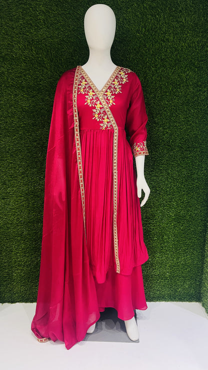 Anaita Pink Anarkali Readymade Suit with Embroidery Work