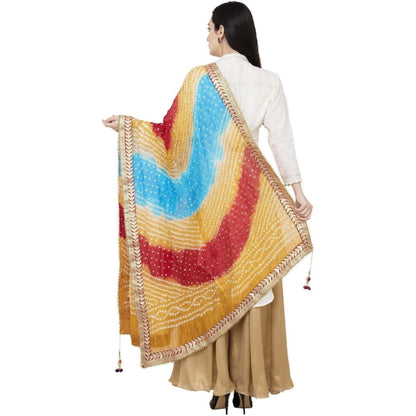 A R Silk Bandhej Multi Gota Fancy Dupatta Color Multi Color Dupatta